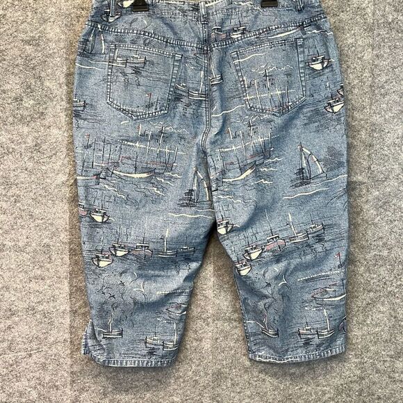LIZ CLAIBORNE Capri Pants Women's Large Blue Michaela High-Rise Sailboat Print - Picture 13 of 16